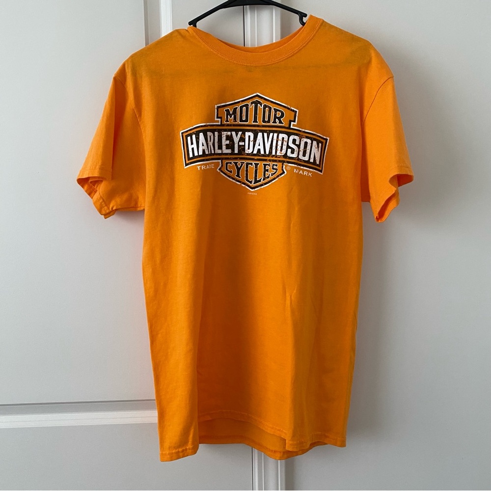 Harley Davidson Orange Shirt Mackinac Island SIze M